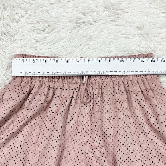 Zara Dusty Rose Mauve Pink Laser Cut High Waisted Elastic Shorts Size Small‎ - Picture 5 of 7